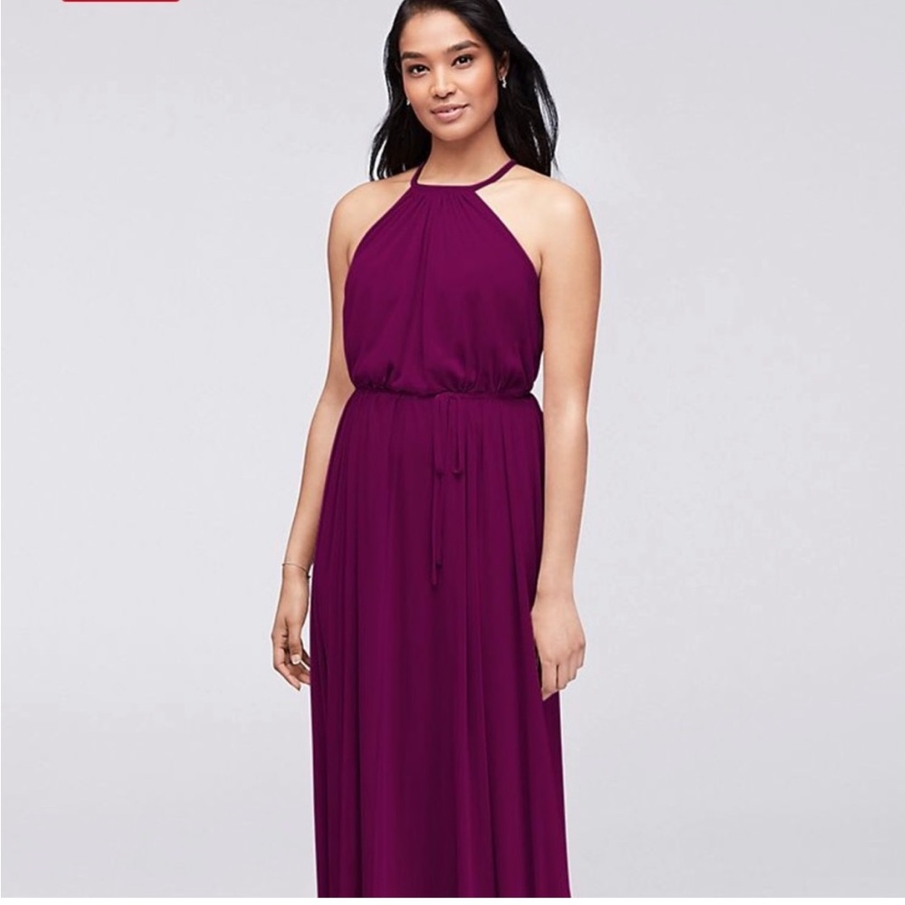 David’s Bridal long sangria colored dress